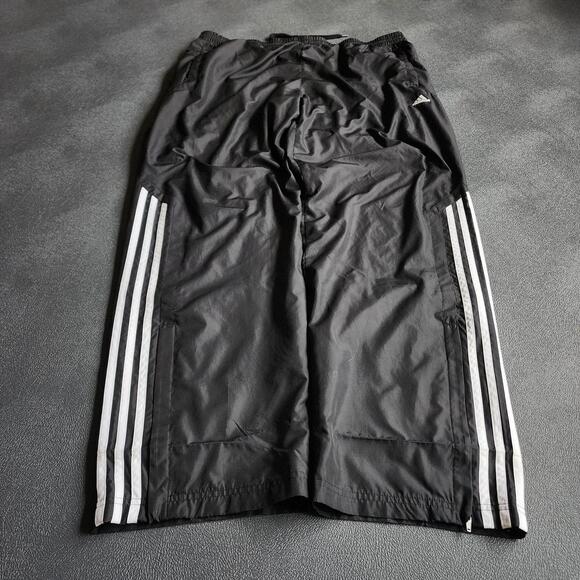 Y2K Adidas Black Baggy Three Striped Essential Sweatpants Large - Picture 1 of 8